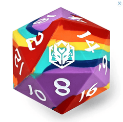 55mm Chonk Rubber Silicone D20 Rainbow Realms